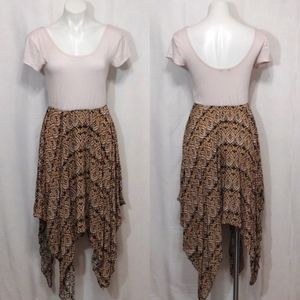 Adam Levine Scoop Neck Bareback Flowy Asymmetrical Hem Dress Large Boho Chic